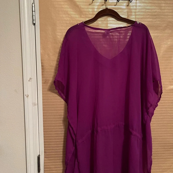 PURPLE TOPPER~COVERUP~SILVER DETAIL S/ M~ - Picture 3 of 6